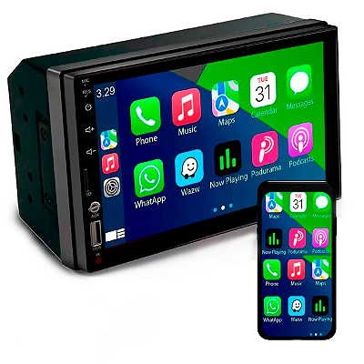 Central Multímidia MP5 Player LCD 7 Polegadas Com Microfone Externo Bluetooth MicroSD USB Touch Rádio FM JR8 Technology