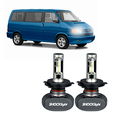 Par Lâmpadas H4 Potência Total 50W Plug&Play Bivolt 10000LM Titanium Ultra LED Eurovan 2.4 1998 até 2000 Shocklight