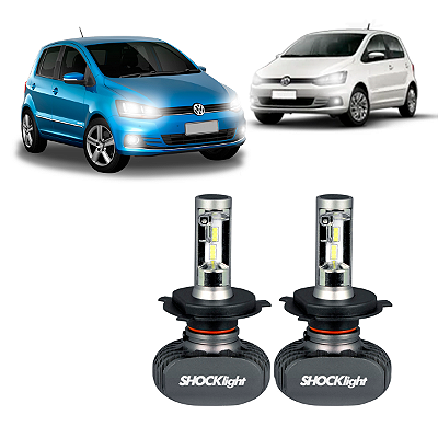 Par Lâmpadas H4 Titanium Ultra LED Plug&Play Bivolt Fox City Extreme Plus 1.0 e 1.6 Total Flex 2004 a 2010 Shocklight