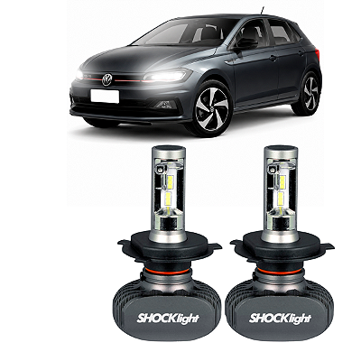 Par Lâmpadas H4 Titanium Ultra LED Bivolt Gol City GTI Fun Highway Ouro Plus Power Rally Trend 1999 a 2005 Shocklight