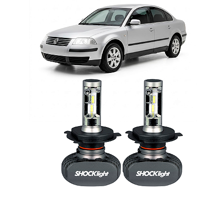 Par Lâmpadas H4 Titanium Ultra LED Bivolt Plug&Play 10000LM Passat 1.8 Turbo 2.0 16V 2.8 VR6 1991 até 2001 Shocklight