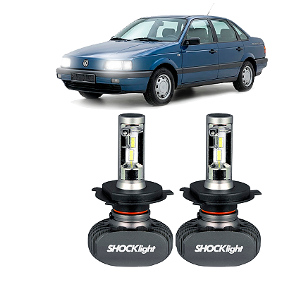 2 Lâmpadas H4 Super Branca 6000K Plug&Play Passat L LS LSE GL GLS TS FLA Village Plus Pointer GTS 1985 a 1989 Shocklight