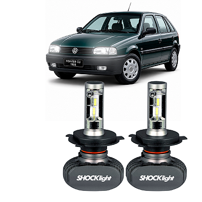 2 Lâmpadas H4 Super Branca 6000K Potência Total 50W Titanium Plug&Play Pointer CLI GLI 1.8 2.0 1994 até 1996 Shocklight
