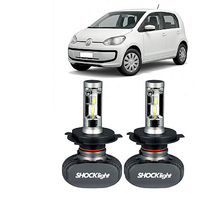 Par Ultra Led H4 Super Branca 6000K UP Move 1.0 TSI 12V 5P 2018 Titanium Plug&Play Potência Total 50W 10000LM Shocklight