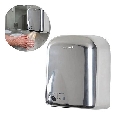 Secador De Mãos Automático Profissional Aço Inox 1650w 127v Com Sensor Ideal Para Banheiros Comerciais Importway