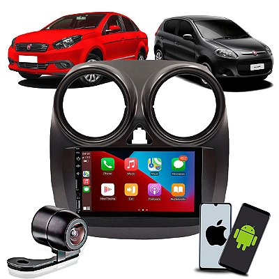 Multimídia 7 Polegadas Palio 2012 até 2017 Com Carplay Android Auto Bluetooth + Moldura + Câmera de Ré Colorida