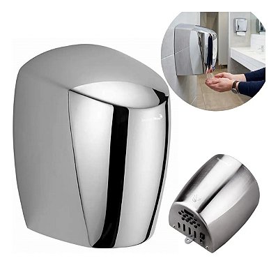 Secador De Mãos Profissional Automático Aço Inox 1200w 220v Com Sensor E Secagem Rápida Para Banheiros
