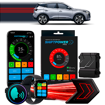 ShiftPower PRO Faaftech Chip Módulo Pedal Acelerador Controle Voz CarPlay AndroidAuto Chery Tiggo 5X Pro 2020/2027