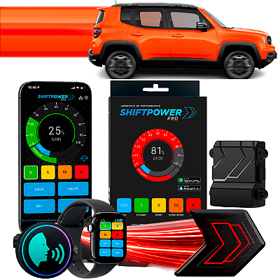 ShiftPower PRO Faaftech Chip Módulo Pedal Acelerador Eletrônico Controle Voz CarPlay Android Auto Jeep Renegade 2015/27