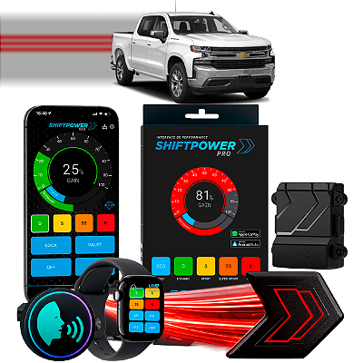 ShiftPower PRO Faaftech Chip Módulo Pedal Acelerador Controle Voz CarPlay Android Auto Chevrolet Silverado 1500 2019/26