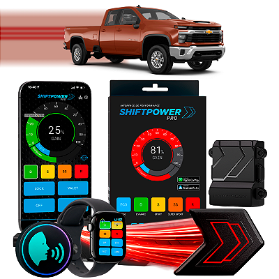 ShiftPower PRO Faaftech Chip Módulo Pedal Acelerador Controle Voz CarPlay Android Auto Chevrolet Silverado 3500HD 20/25