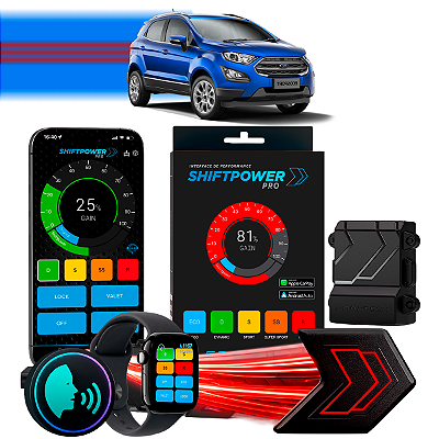 ShiftPower PRO Faaftech Chip Módulo Pedal Acelerador Eletrônico Controle Voz CarPlay Android Auto Ford EcoSport 2018/22