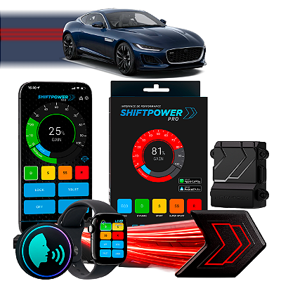 ShiftPower PRO Faaftech Chip Módulo Pedal Acelerador Eletrônico Controle Voz CarPlay Android Auto Jaguar F-Type 2018/24
