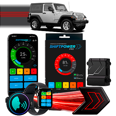 ShiftPower PRO Faaftech Chip Módulo Pedal Acelerador Eletrônico Controle Voz CarPlay Android Auto Jeep Wrangler 2007/18
