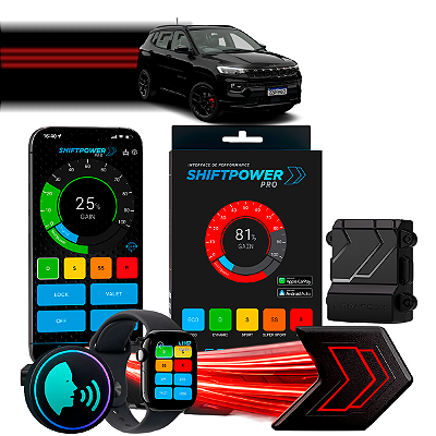 ShiftPower PRO Faaftech Chip Módulo Pedal Acelerador Eletrônico Controle Voz CarPlay Android Auto Jeep Compass 2007/2017