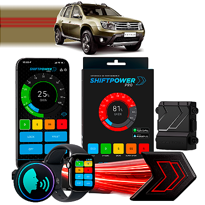 ShiftPower PRO Faaftech Chip Módulo Pedal Acelerador Eletrônico Controle Voz CarPlay Android Auto Renault Duster 2010/14