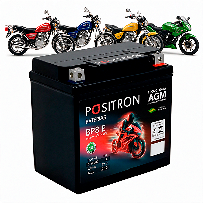 Bateria Moto Positron BP8 E 12V 8Ah Selada Alta Performance Compatível Suzuki EN125 Yes Cargo GN125 Intruder 125V-Blade