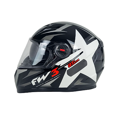 Capacete Para Moto GTX Star Fechado Com Óculos Solar Interno Casco ABS Preto Brilhante Grafite com Prata Tamanho 60 -FW3
