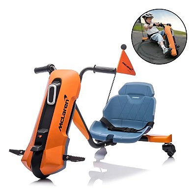 Drift Triciclo Elétrico Infantil Mclaren 12v Laranja Com Função Drift Luzes Led Som E Assento Ajustável
