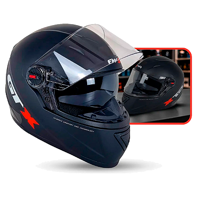 Capacete para Moto Fechado GTX Comfort Preto Fosco Com Óculos Interno e Viseira Cristal Tamanho 60 - FW3