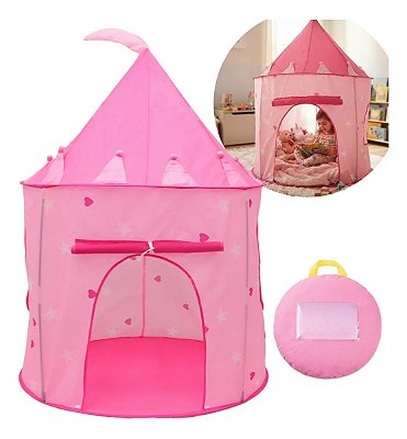 Barraca Infantil Castelo Princesa Rosa Dobrável 1,35m Para Crianças Quarto Sala Brinquedoteca Importway