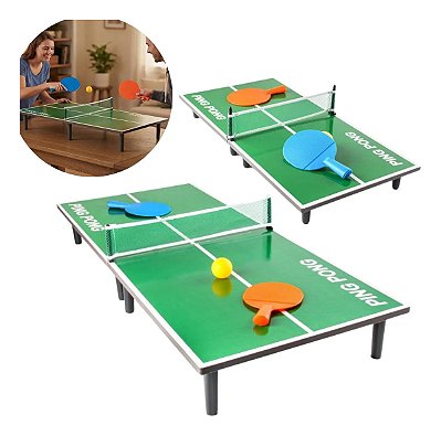 Mini Mesa Ping Pong Infantil 90cm Mdf Com Rede Raquetes E Bolinhas Portátil Para Crianças E Família Importway