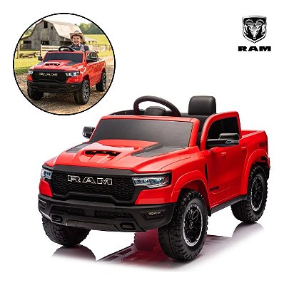 Carrinho Elétrico Infantil Dodge Ram 1500 Rho 12v Vermelho Com Controle Remoto Som Luz Mp3 Usb Importway