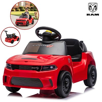 Carrinho Elétrico Infantil Dodge Charger 6v Vermelho Com Empurrador Luz Produto Licenciado Dodge Importway
