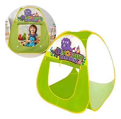 Barraca Infantil Dinossauro Verde Dobrável 90cm Casinha Toca Brinquedo Para Menino E Menina