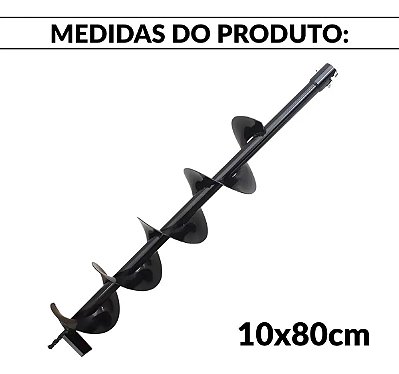 Broca Espiral 10x80cm Para Perfurador De Solo Plantio Jardinagem Agricultura Cercas Paisagismo E Construções
