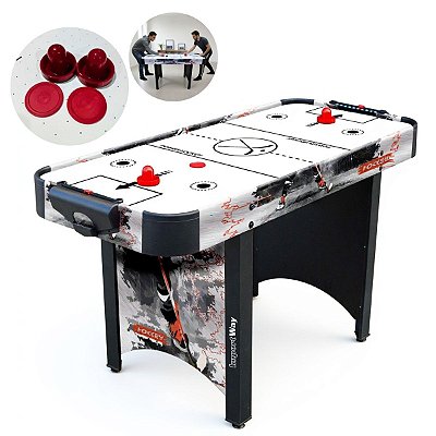 Mesa Air Game Air Hockey 142cm 127v Completa Com Marcador Ventilador 2 Discos E 2 Empurradores
