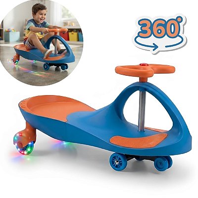 Carrinho Rolimã Infantil Gira 360° Com Led Nas Rodas Laranja Rodas Pu 76mm Para Crianças Até 60kg