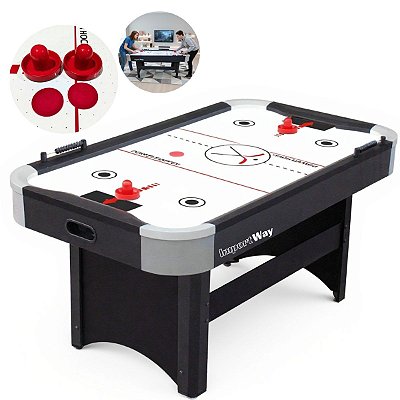 Mesa Air Game Air Hockey 182cm 127v Completa Com Marcador Ventilador 2 Discos E 2 Empurradores Para Adultos
