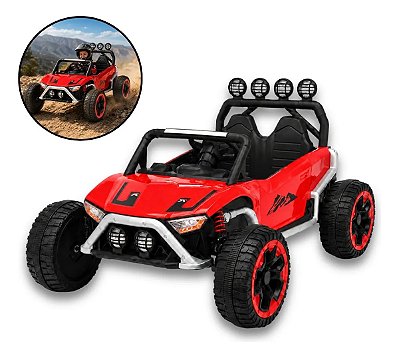 Buggy Elétrico Infantil 12v Vermelho Com Controle Remoto Som Luz Carrinho Para Crianças A Partir De 3 Anos
