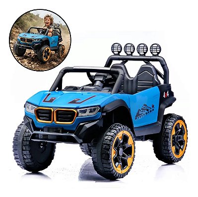 Mini Utv Elétrico Infantil 12v Azul Com Controle Remoto Som E Luz Carrinho Infantil Bateria Recarregável
