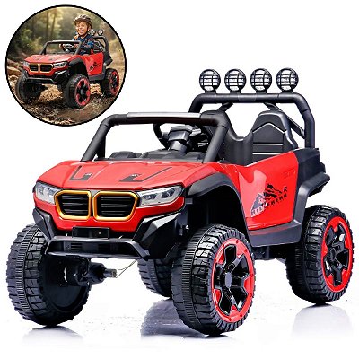 Mini Utv Elétrico Infantil 12v Vermelho Com Controle Remoto Som Luz Carrinho Para Crianças A Partir 3 Anos