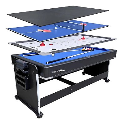 Mesa 4 Em 1 Sinuca Bilhar Ping Pong Air Game Jantar Mdf 220v Completa Com Acessórios Para Sala De Jogos