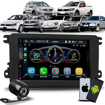 Multimídia 7 CarPlay Android Auto S Fio + Câmera de Ré + Moldura Jetta Amarok Tiguan Gol Saveiro G7/G8 Passat Variant