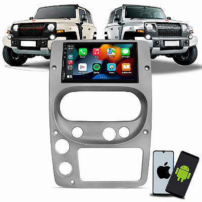 Kit MP5 Multimídia 7 Polegadas CarPlay Android Auto Sem Fio + Moldura Troller 2009 2010 2011 2012 2013