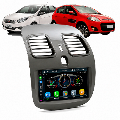 Kit Mp5 Multimídia 7 Polegadas CarPlay Android Auto Sem Fio + Moldura Grand Siena 2012/2021 Palio Sporting 2012/2017