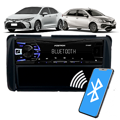 Radio Positron 1 din Bluetooth Usb Conector ISO + Moldura Toyota Etios Com gaveta Corolla Gli 2015