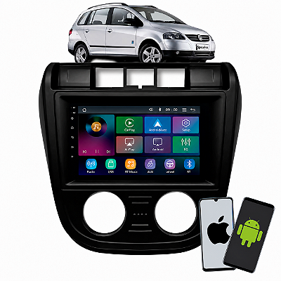 Kit Multimídia Roadstar 9 Pol CarPlay Android Auto Espelha Sem Fio + Moldura Spacefox G1 2006 2007 2008 2009 2010