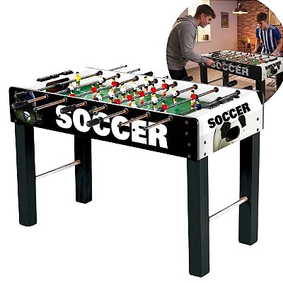 Mesa Pebolim Totó 121cm Adulto Infantil Futebol De Mesa Em Mdf Para Casa Sala De Jogos E Lazer
