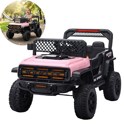 Mini Carro Elétrico Infantil 12v Rosa Com Controle Remoto Luz E Som Bateria Recarregável Até 30kg