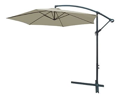 Ombrelone Lateral Suspenso 3,5m Branco Alumínio Proteção Uv Com Manivela Para Piscina Jardim Área Externa