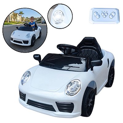 Mini Carro Elétrico Infantil 6v Branco Bateria Recarregável Luz Indicador Energia Até 30kg Para Crianças 3 Anos