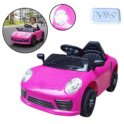 Mini Carro Elétrico Infantil 6v Rosa Bateria Recarregável Luz Indicador Energia Até 30kg Para Crianças 3 Anos