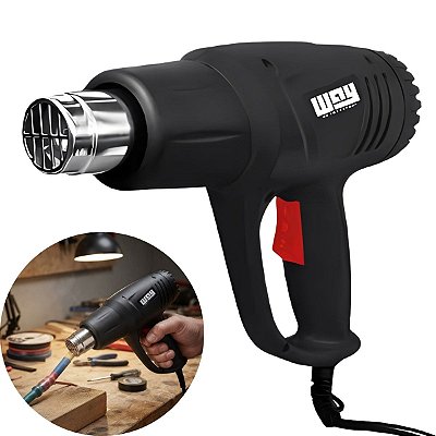 Soprador Térmico 2000w 110v 350°c 600°c 480l/min Cabo 1,7m Com Bico Para Insulfilm Pinturas Adesivos