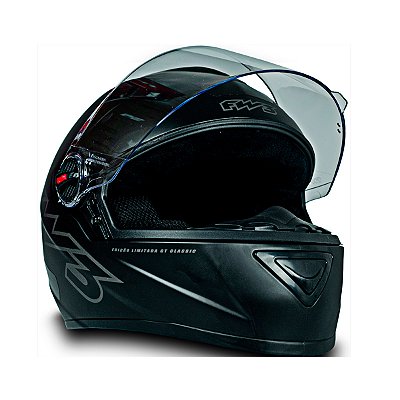 Capacete Moto Fechado GT Classic Preto Fosco com Viseira Cristal Tamanho 56 - FW3