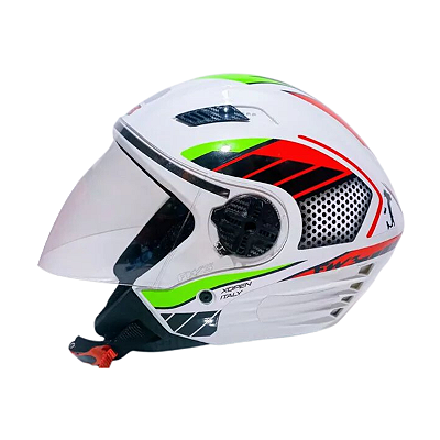 Capacete Moto Aberto X Open Italy Branco com Viseira Cristal Tamanho 60 - FW3